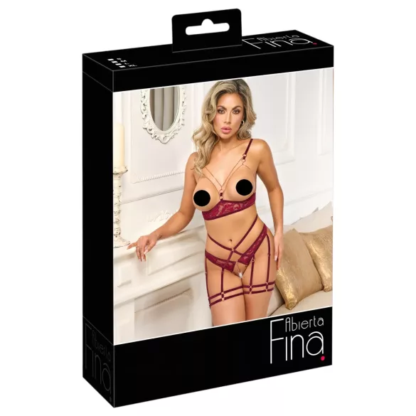 Abierta Fina - Chain Lift Bra Set (Red) - L