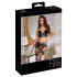 Abierta Fina - three‑piece lace suspender set (black)