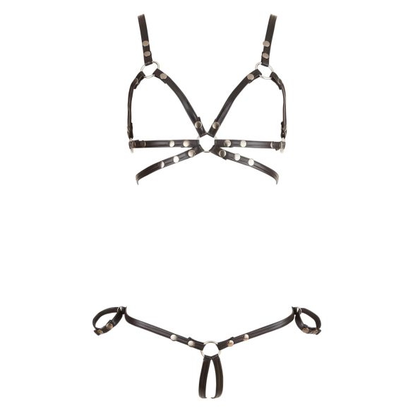 Cottelli Bondage - Glossy Decorative Body Harness Bikini (Black)