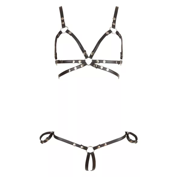 Cottelli Bondage - Glossy Decorative Body Harness Bikini (Black)  - XL