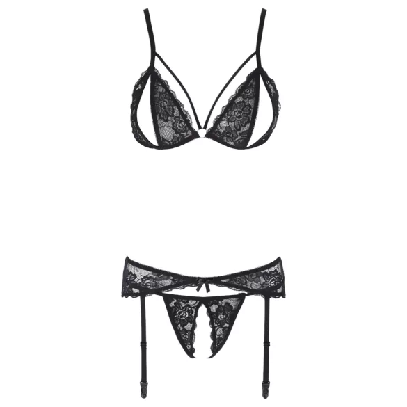 Cottelli - Open Lace Lingerie Set (Black) - M