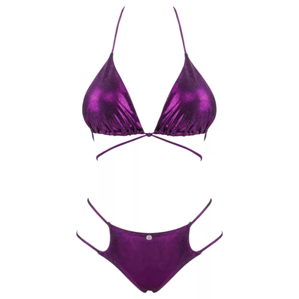 Obsessive Balitta - Shiny Halter Neck Bikini (Purple)  - M
