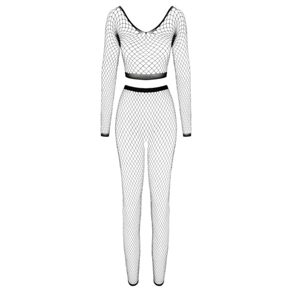 Cottelli - Long-Sleeve Mesh Set (Black) - S-L