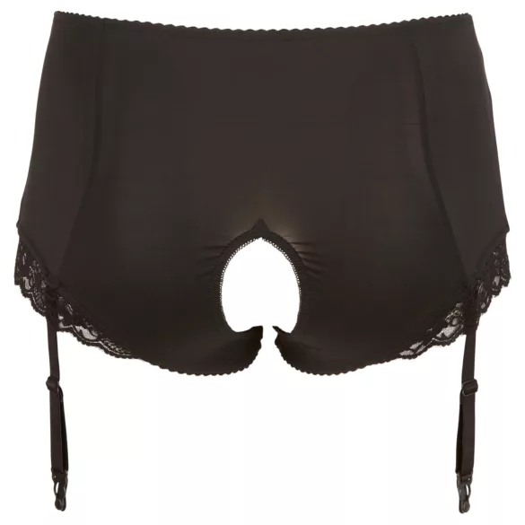 Cottelli Plus Size - Garter Belt Open Panty (Black) - 2XL