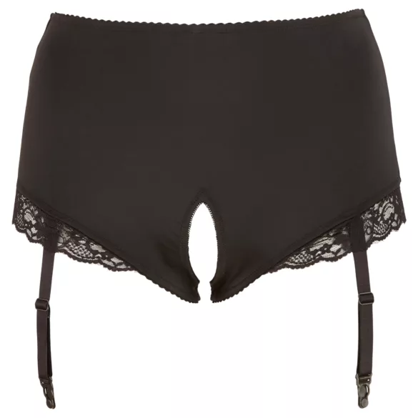 Cottelli Plus Size - Garter Belt Open Panty (Black) - 3XL