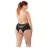 Cottelli Plus Size - Lacy Pearl-Embellished Open Panty (Black) - XL