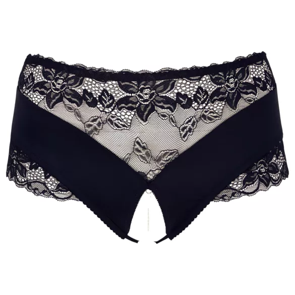 Cottelli Plus Size - Lacy Pearl-Embellished Open Panty (Black) - XL