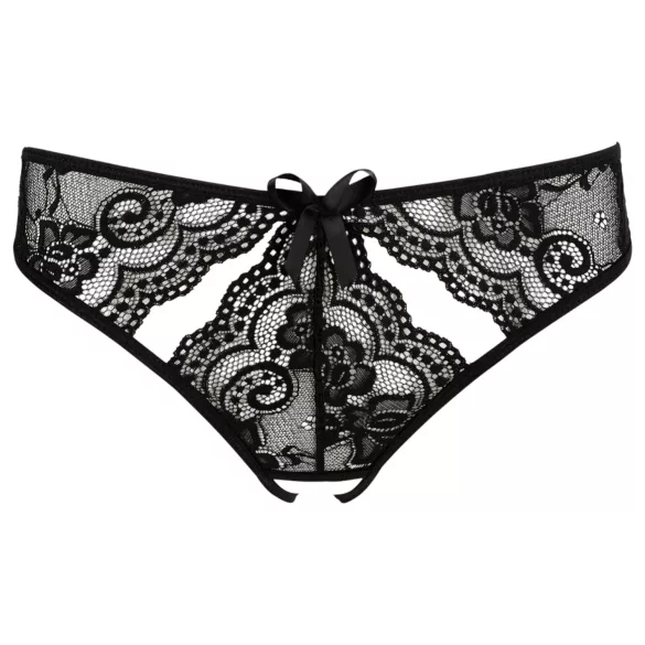 NO:XQSE - Black Women's Bow Open Panty with Cut-Out Design