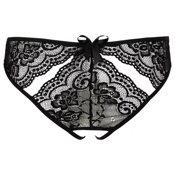 NO:XQSE - Black Women's Bow Open Panty with Cut-Out Design - M