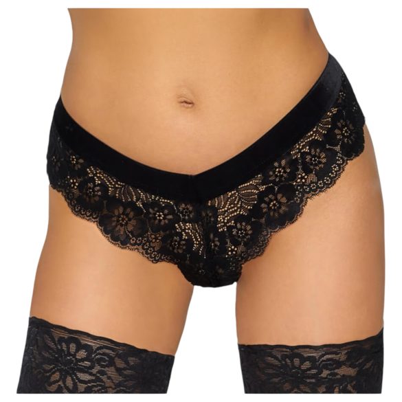 Cottelli Party - Black Lace Panties with Chain Details - L