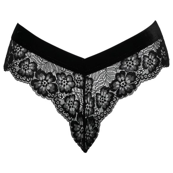 Cottelli Party - Black Lace Panties with Chain Details - L