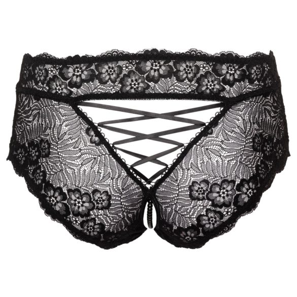 Cottelli Curves - Open Lace Panty (Black) - XL