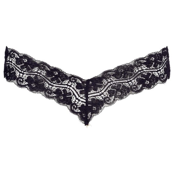 Cottelli - Double Pearl Lace Thong (Black) - XL