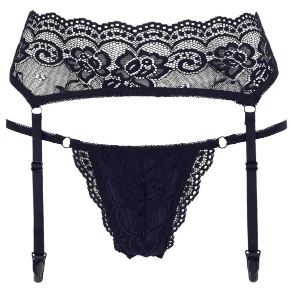 Cottelli - Lace Garter Belt with Thong (Black) - M