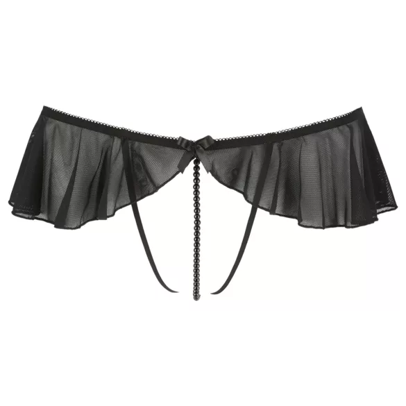 Cottelli - Open Pearl Ruffle Thong (Black)