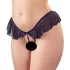 Cottelli - Open Pearl Ruffle Thong (Black) - L