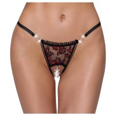 Cottelli - Luxury Black Rose Pearl Thong - M/L