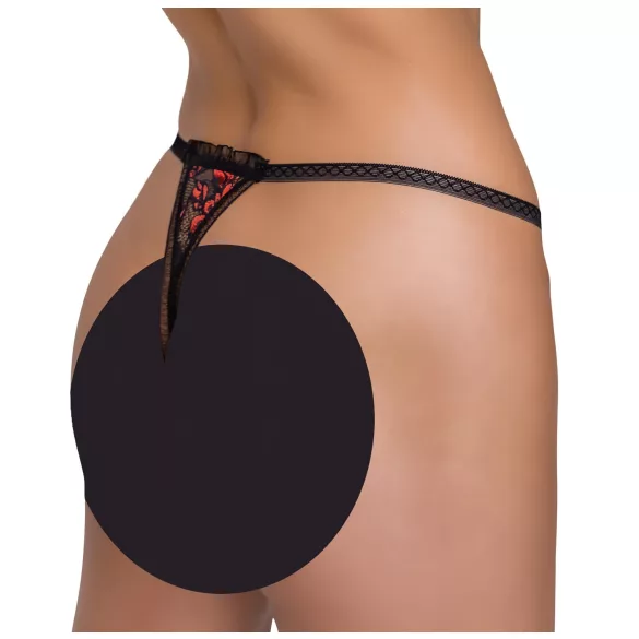 Cottelli - Luxury Black Rose Pearl Thong - M/L