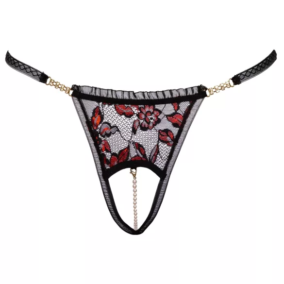 Cottelli - Luxury Black Rose Pearl Thong - M/L