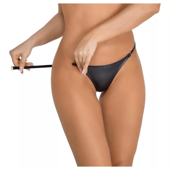 Noir - Glossy Effect Thong (Black)