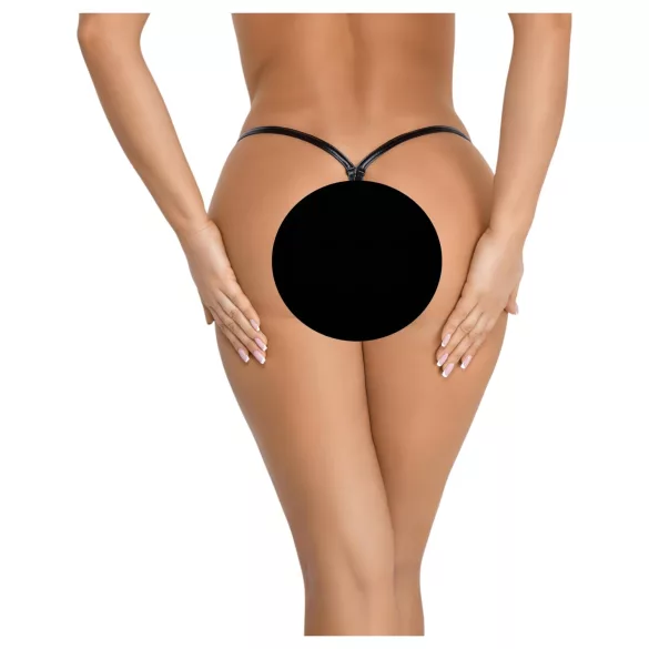 Noir - Glossy Effect Thong (Black) - L/XL