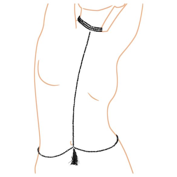 Cottelli - Black Beaded Body Harness with Neck Strap