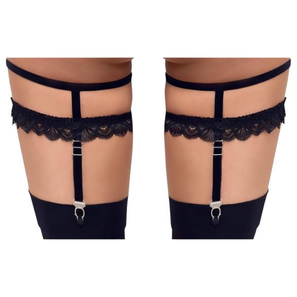 Cottelli - Decorative Black Lace Garter Belt - L/XL