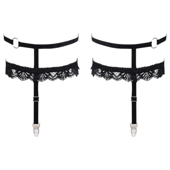 Cottelli - Decorative Black Lace Garter Belt - L/XL