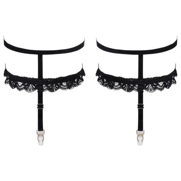 Cottelli - Decorative Black Lace Garter Belt - L/XL