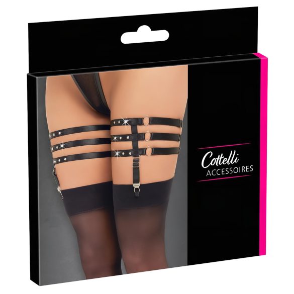 Cottelli - Leather-Look Thigh Garter (Black) - L/XL