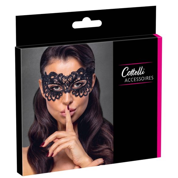 Cottelli - Elegant Embroidered Lace Mask (Black)