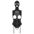 Bad Kitty - Open-Front Body Suit & Mask (Black) - L