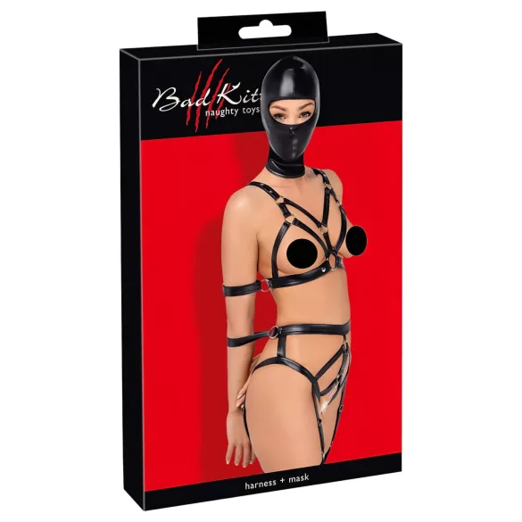 Bad Kitty - Body Harness Set and Mask (Black)