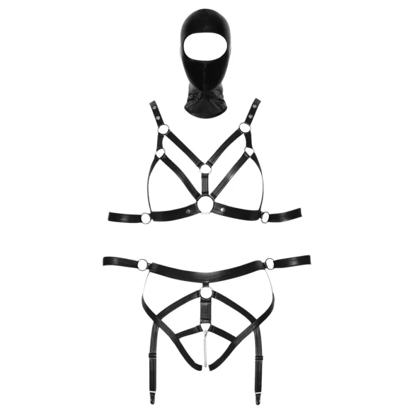 Bad Kitty - Body Harness Set and Mask (Black) - M