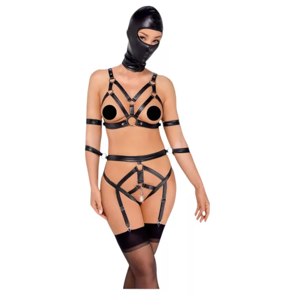 Bad Kitty - Body Harness Set and Mask (Black) - L