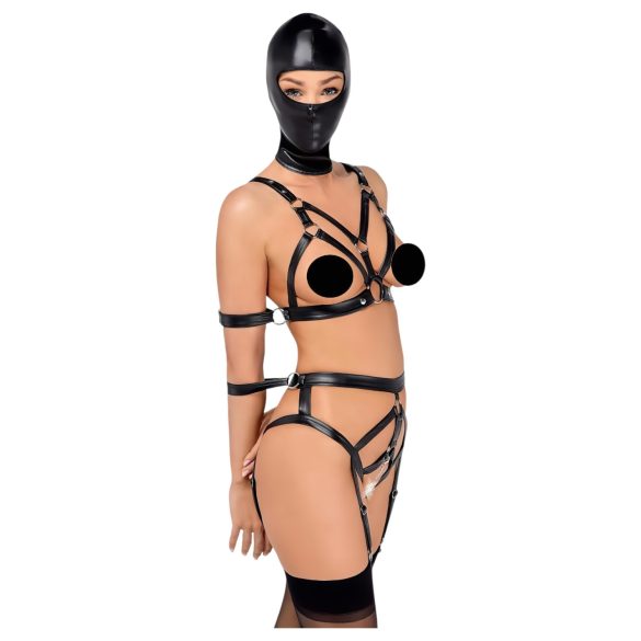 Bad Kitty - Body Harness Set and Mask (Black) - L