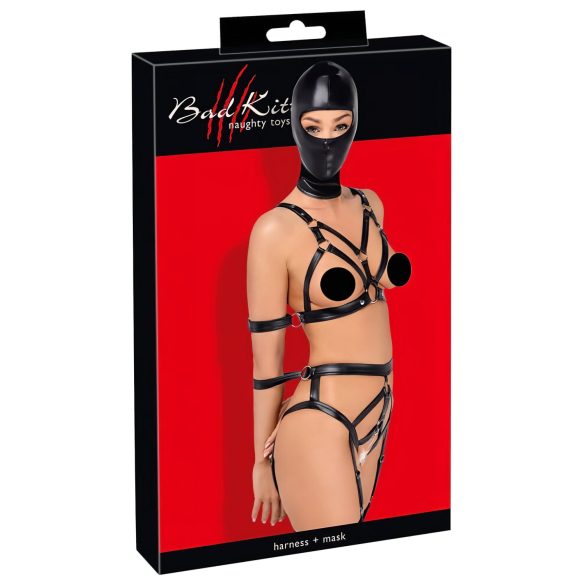 Bad Kitty - Body Harness Set and Mask (Black) - L