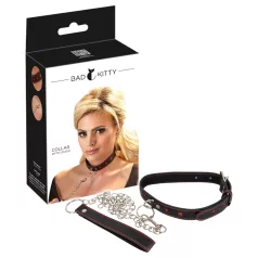 Bad Kitty - Heart Collar and Metal Leash (Black)