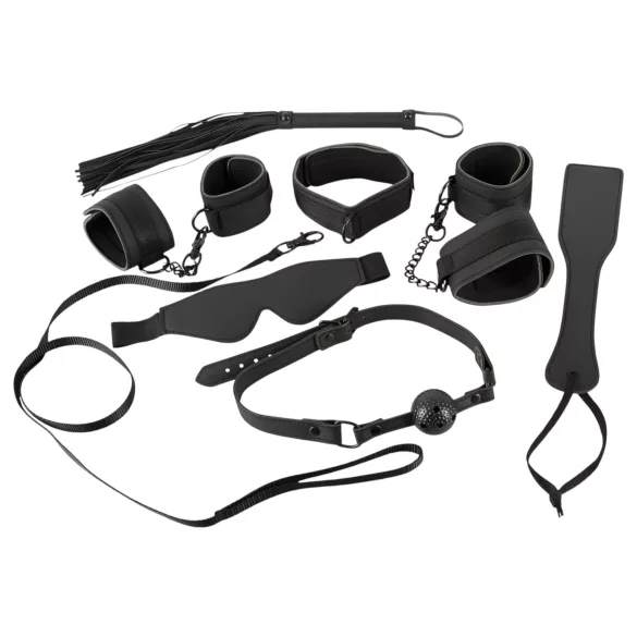 Bad Kitty - Faux Leather Velcro Bondage Set (8 Piece) - Black
