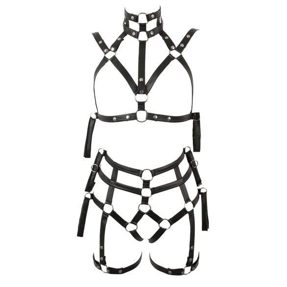 Bad Kitty - bondage body harness bra set (black)