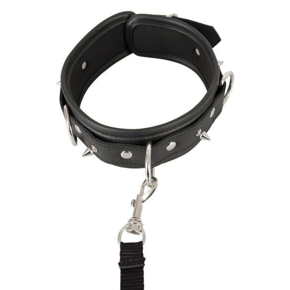 Vegan Fetish - Studded Collar with Leash (Black)
