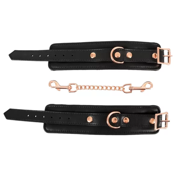 Bad Kitty - cuffs with chain (black-rose gold)