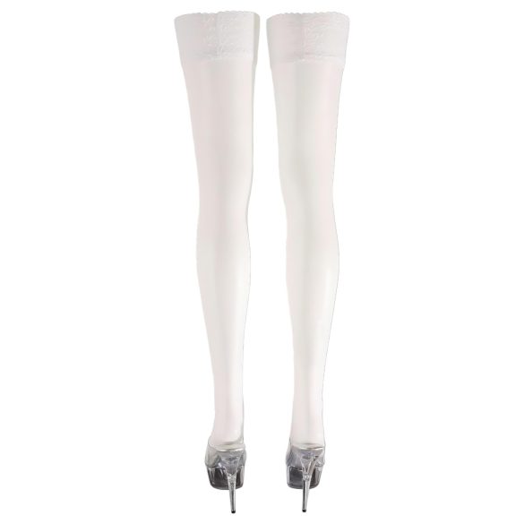 Cottelli - Satin Thigh-Highs (White) - 5/XL
