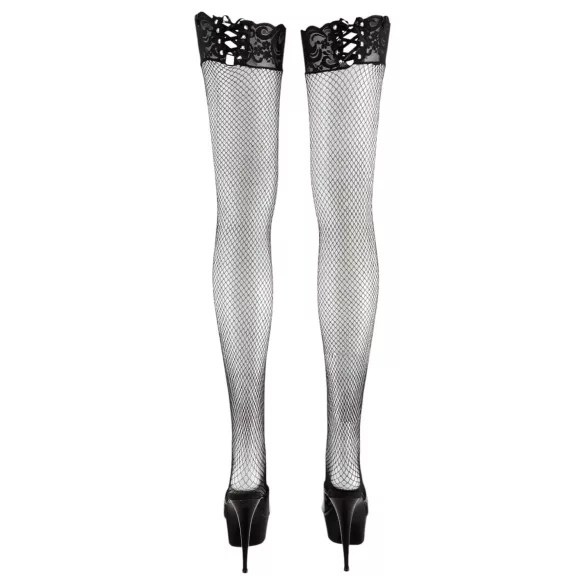 Cottelli - Fishnet Stockings - With Lace-Up Lace Trim
