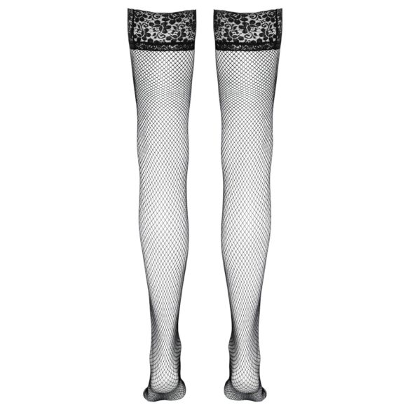Cottelli - Black Fishnet Thigh-Highs with Wide Lace Trim - 3