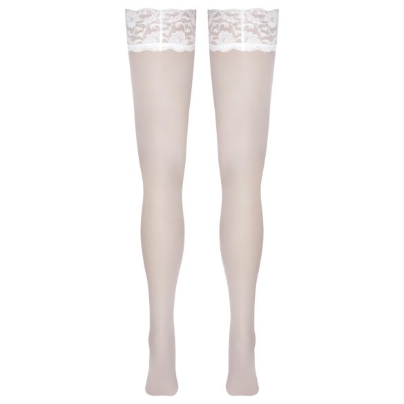Cottelli - Lacy Floral Thigh-Highs (White) - 4/L