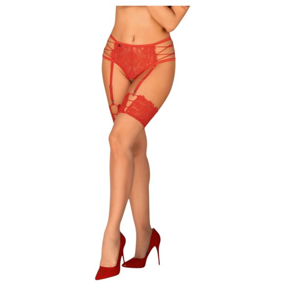 Obsessive - Lace Stockings (Red-Natural)