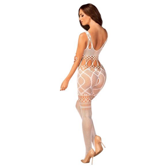 Obsessive G330 - Sheer Patterned Jumpsuit (White) - XL/2XL