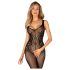 Obsessive G335 - Sheer Open-Net Bodysuit (Black) - S-L