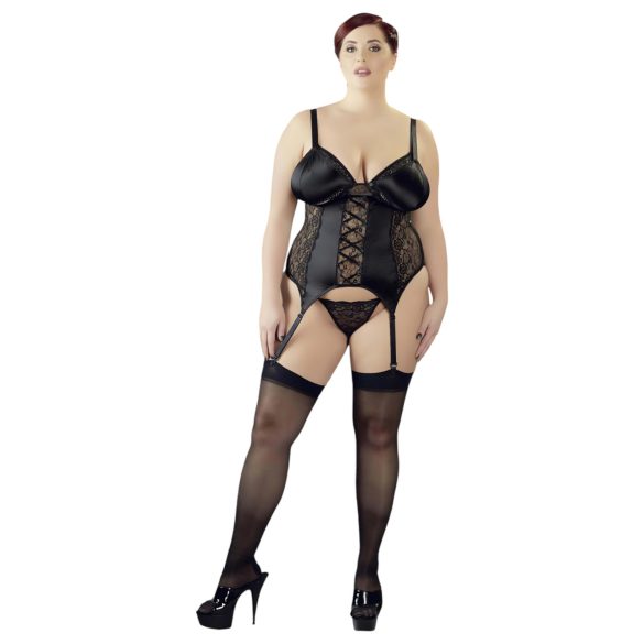 Cottelli Plus Size - Versatile Garter Top (Black) - 2XL